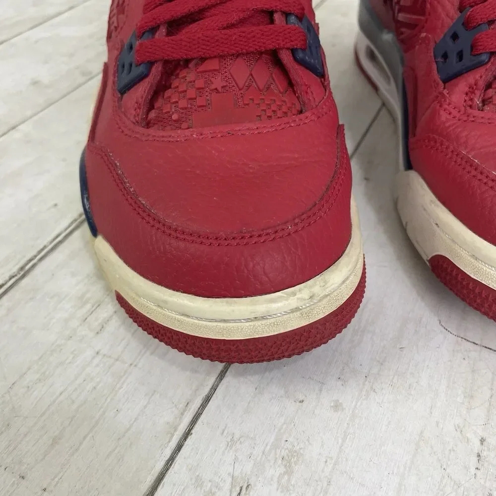Nike Boys Air Jordan 4 408452-617 Red Basketball Shoes Sneakers Size 7Y